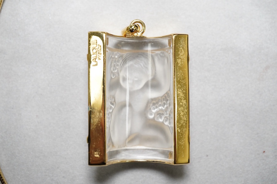 A Lalique Enfants pendant necklace, cased